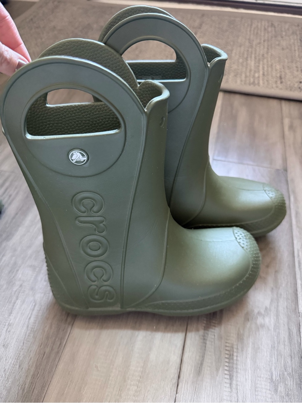 CROCS Kids Olive Green Waterproof Pull-On Rain Boots